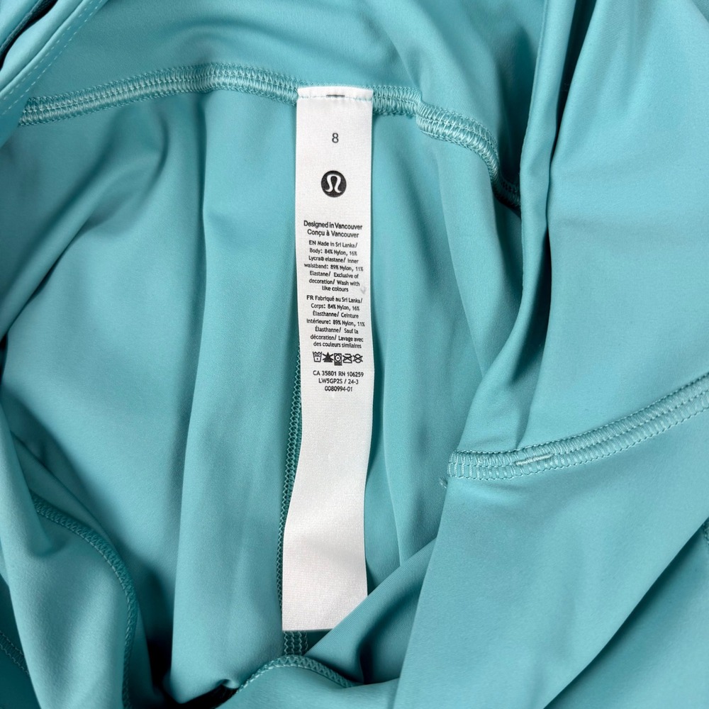 Lululemon Fast and Free High-Rise Crop 25" Turquoise Blue Leggings Size 8 - Picture 7 of 9